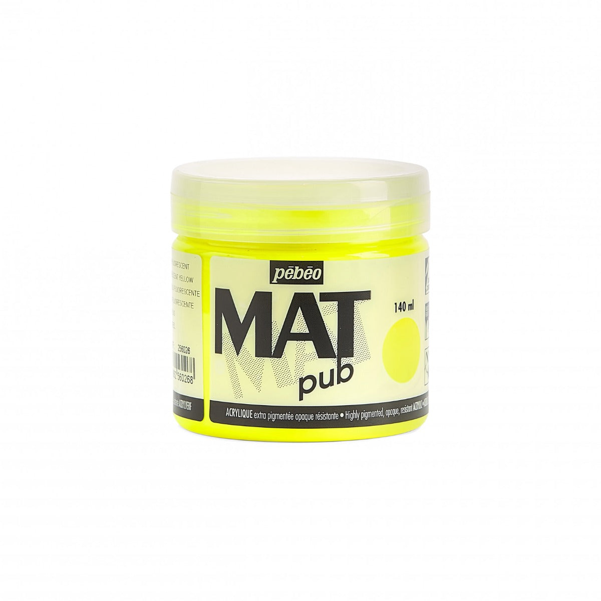 Pebeo Mat Pub Akrylfärg 140 ml - fluorescerande gul