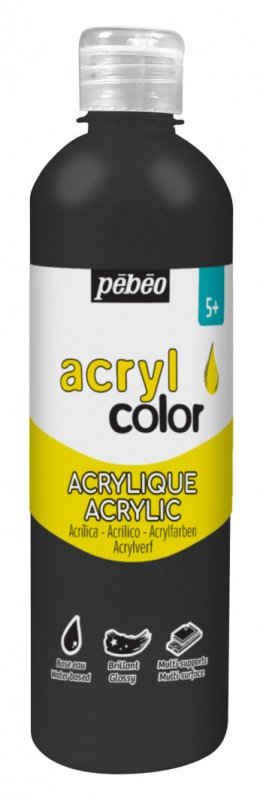 Pebeo Acrylcolor Fluid acrylic paint 500 ml - svart - Akrylfärg