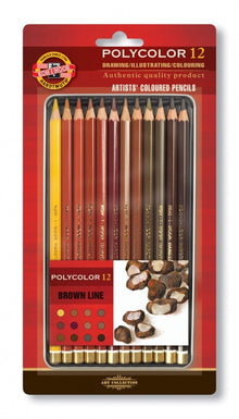 KOH-i-NOOR Polycolor Brown Line Coloured pencils - 12 pieces - Farveblyanter