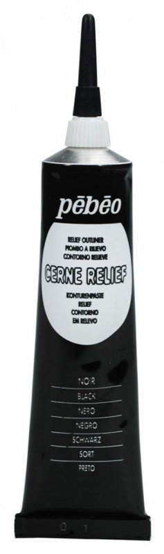 Pebeo Cerne Relief Omlijning 37 ml - sort - Glas- og porcelænsmaling