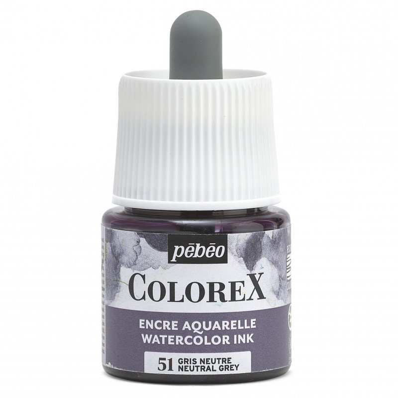 Pebeo Colorex Watercolour ink 45 ml - 51 - Neutral grigio - Inchiostro