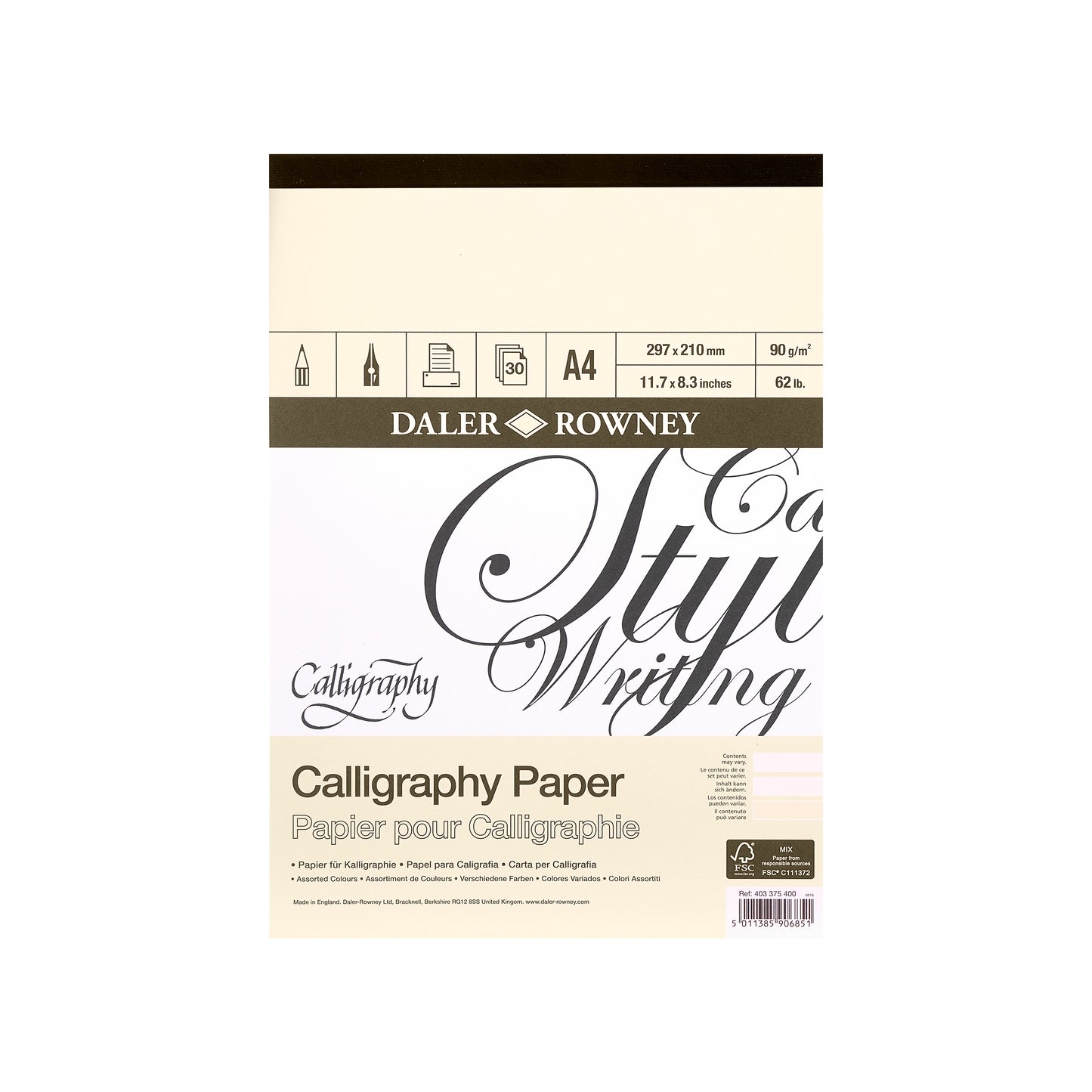 Daler-Rowney Calligraphy Pad 90 gsm - 32 Sheets - A4 - Kalligrafi
