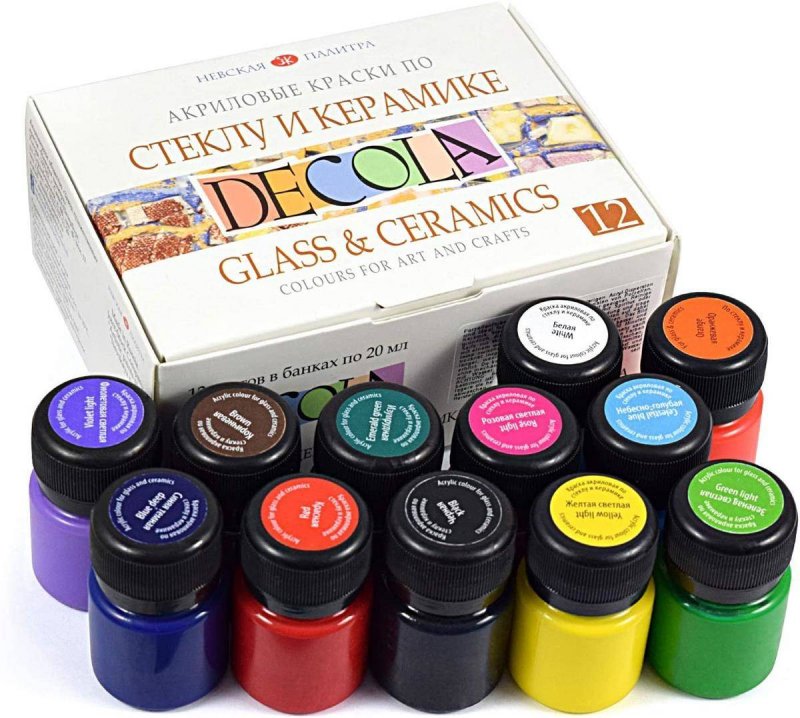 Decola Glass & Ceramics Paint Sets - 12 x 20 ml - Colori per vetro e porcellana