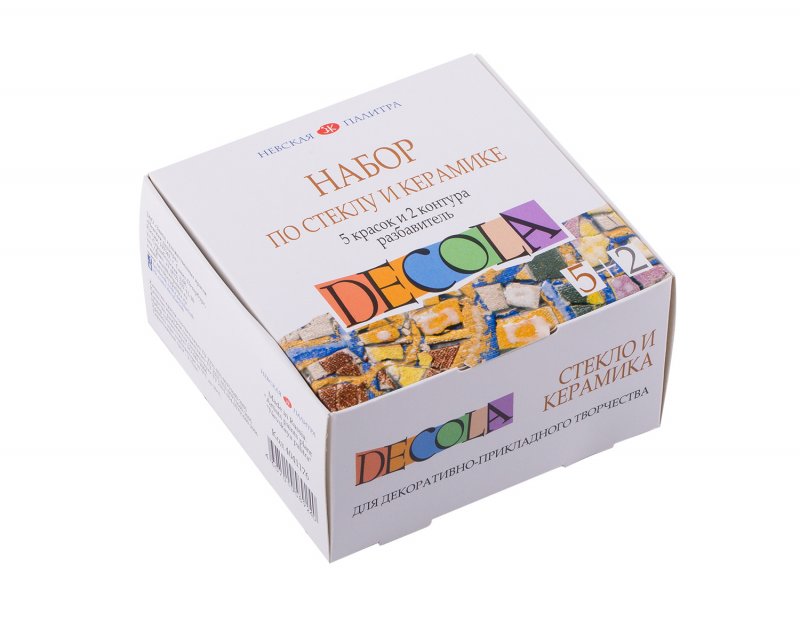 Decola Glass & Ceramics Paint Sets - 5 x 20 ml + liners + thinner - Colori per vetro e porcellana