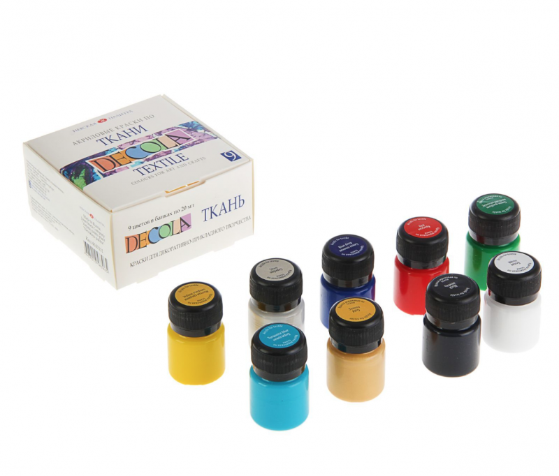 Decola Textile Paint Sets - 9 x 20 ml - Tekstiilimaalit