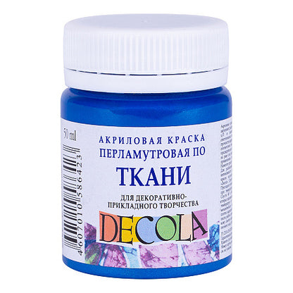 Decola Pearlescent Textile Paint 50 ml - blå - Tekstilmaling