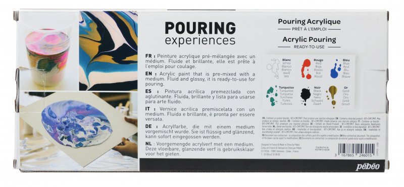 Pebeo Acrylic Pouring Paint Set 6 x 118 ml.