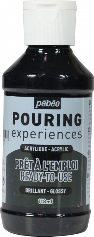Pebeo Pouring Experiences Glanzend Acryl 118 ml - Ivoorzwart
