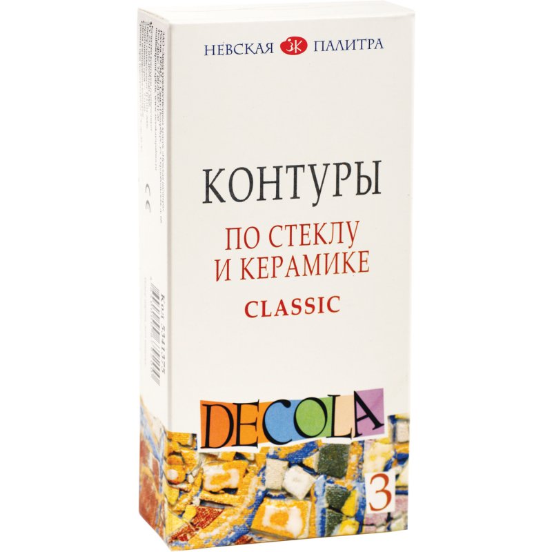 Decola Glass & Ceramics Liner Sets - 3 x 18 ml + cup - Colori per vetro e porcellana