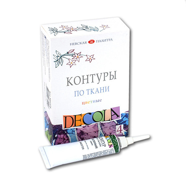 Decola Textile Liner Sets - Farvede konturer - 4 x 18 ml - Tekstilmaling