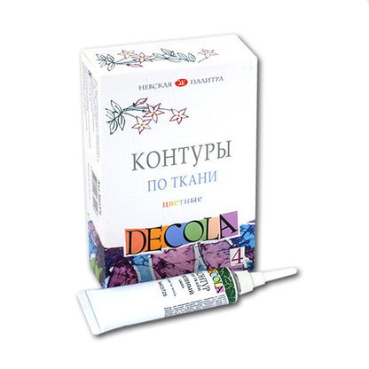 Decola Textile Liner Sets - Farvede konturer - 4 x 18 ml - Tekstilmaling
