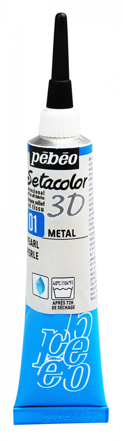 Pebeo Setacolor 3D Liner Metallic 20 ml - Parel - Tekstilmaling