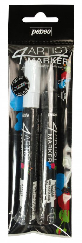 Pebeo 4Artist Oil Marker Sets - 4 mm punten sæt - sort & hvid - Oliemaling