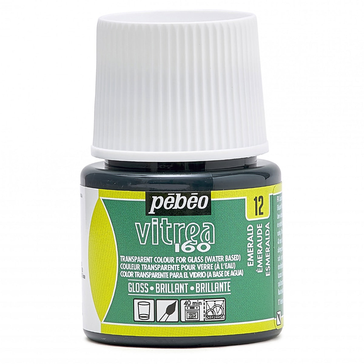 Pebeo Vitrea 160 Glasfärg 45 ml Glanzend - 12 - Emerald grön - Glas- och porslinsfärg