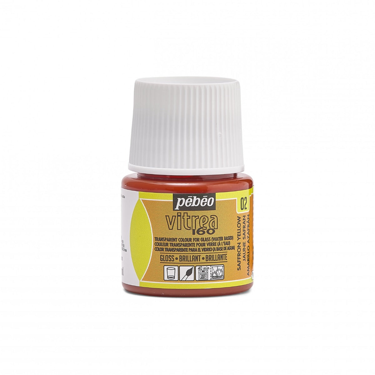 Pebeo Vitrea 160 Glasverf 45 ml Glanzend - 02 - Saffraangeel