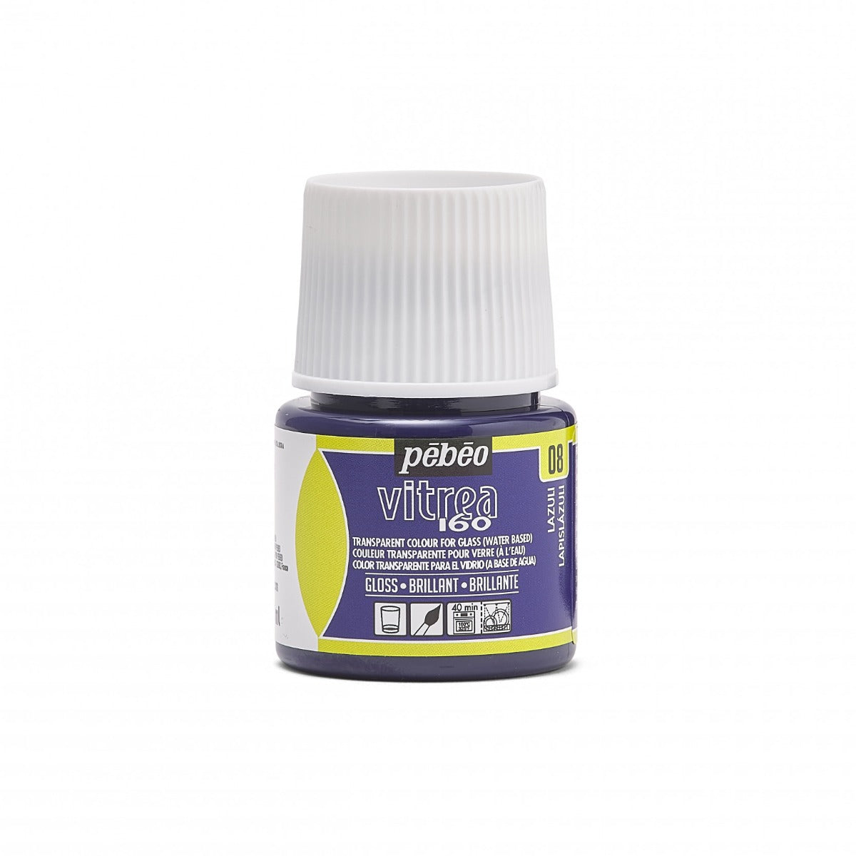 Pebeo Vitrea 160 Glasfärg 45 ml Glanzend - 08 - Lapis Lazuli - Glas- och porslinsfärg