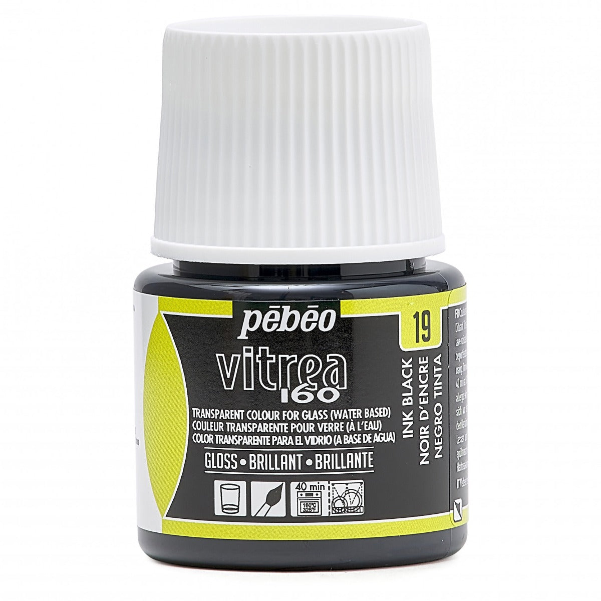 Pebeo Vitrea 160 Glasfärg 45 ml Glanzend - 19 - Inktzwart - Glas- och porslinsfärg