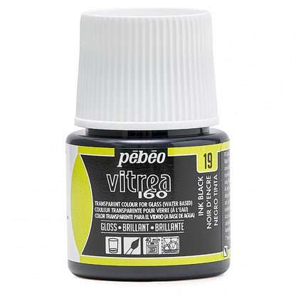 Pebeo Vitrea 160 Glasfärg 45 ml Glanzend - 19 - Inktzwart - Glas- och porslinsfärg