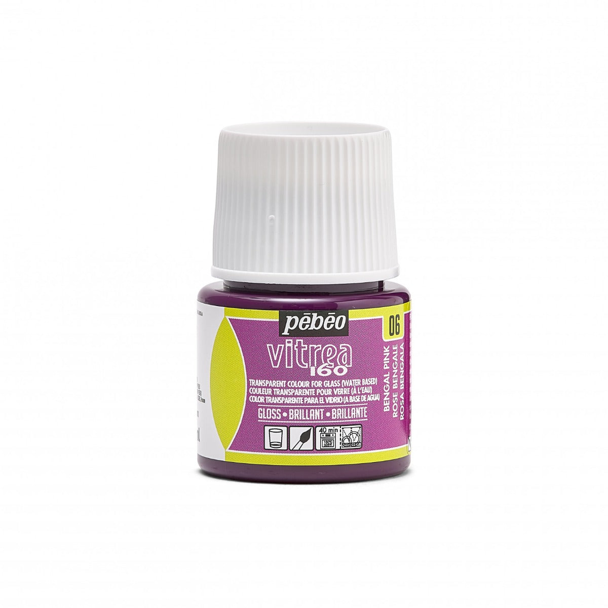 Pebeo Vitrea 160 Glasverf 45 ml Glanzend - 06 - Bengaals Roze