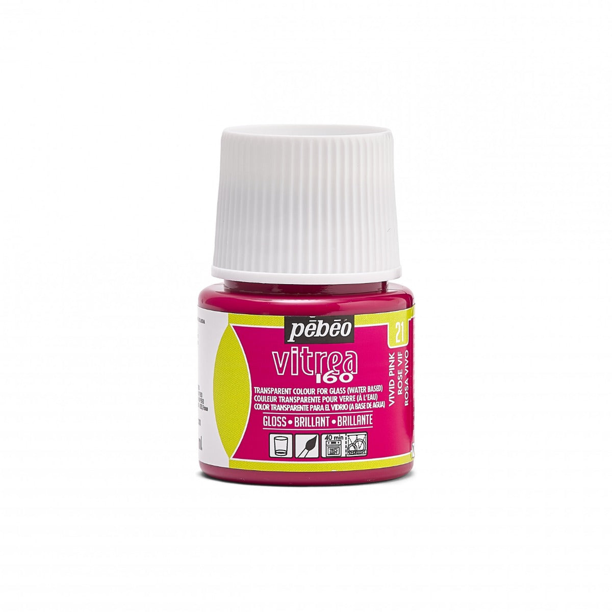Pebeo Vitrea 160 Glasfärg 45 ml Glanzend - 21 - Bright rosa - Glas- och porslinsfärg