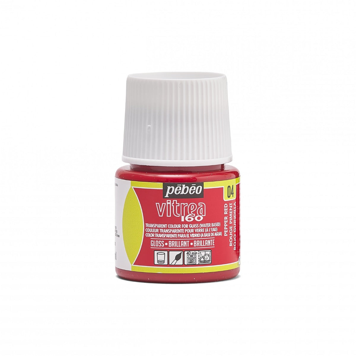 Pebeo Vitrea 160 Glasfärg 45 ml Glanzend - 04 - Rode Peper - Glas- och porslinsfärg