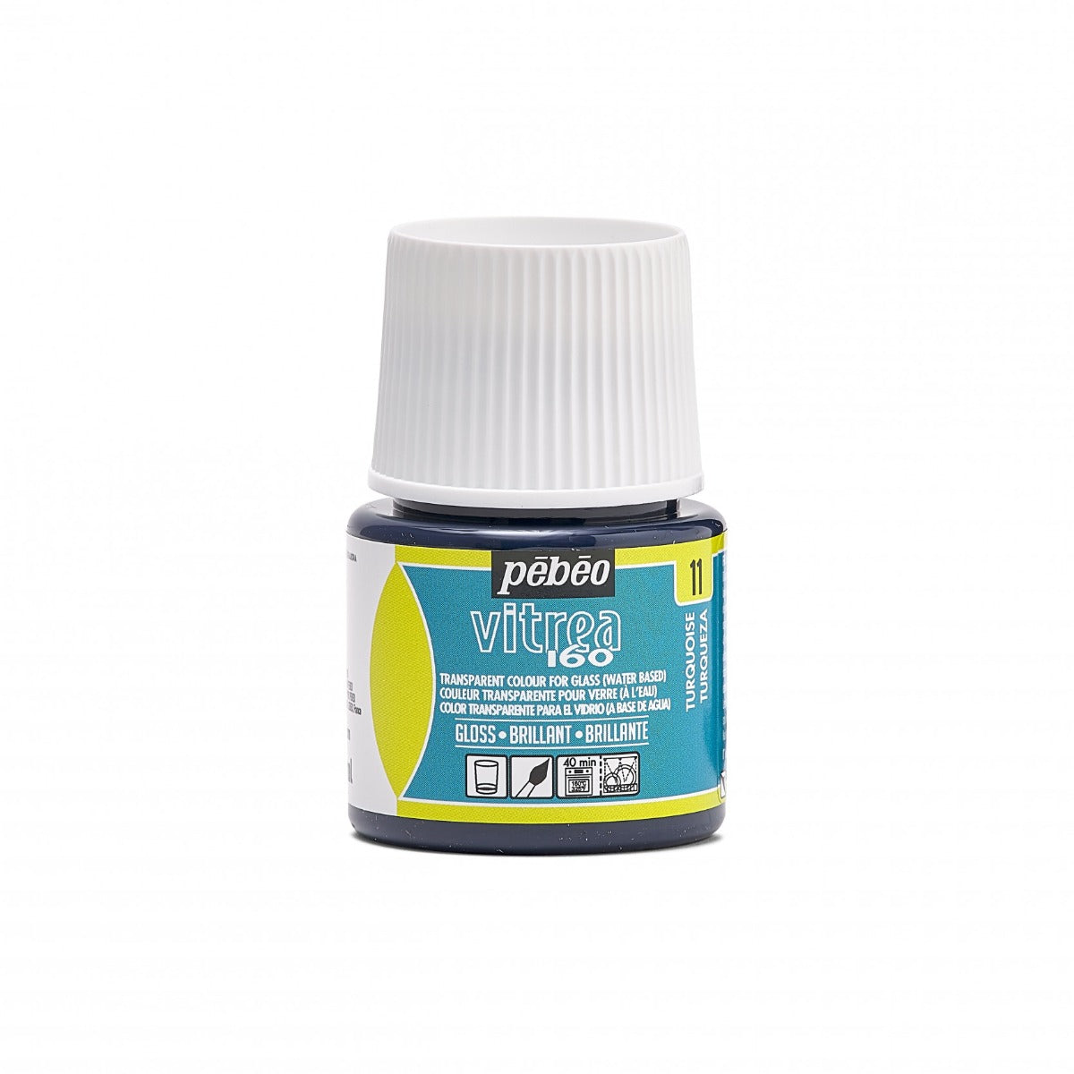 Pebeo Vitrea 160 Glasfärg 45 ml Glanzend - 11 - turkos - Glas- och porslinsfärg
