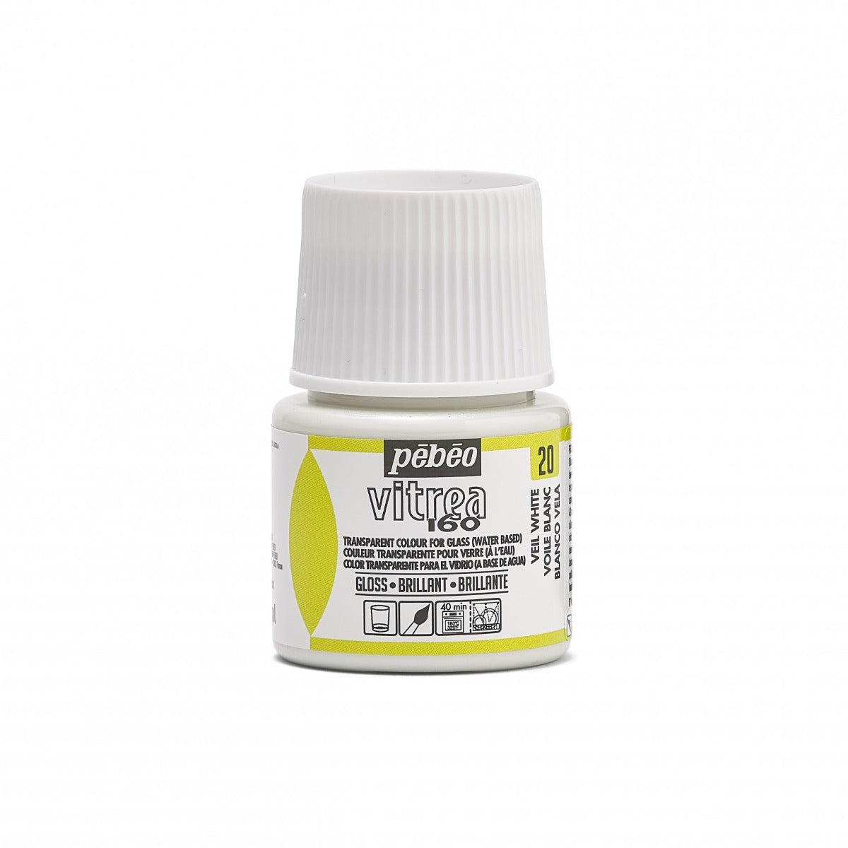 Pebeo Vitrea 160 Glasfärg 45 ml Glanzend - 20 - Witte Sluier - Glas- och porslinsfärg