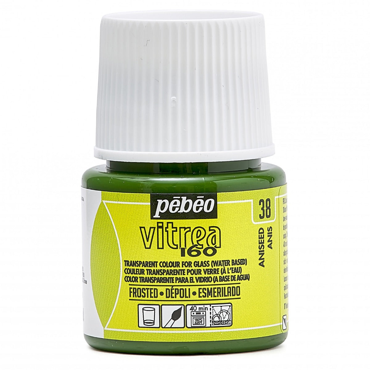Pebeo Vitrea 160 Matglas Glasverf 45 ml - 38 - Anijsgroen Matglas