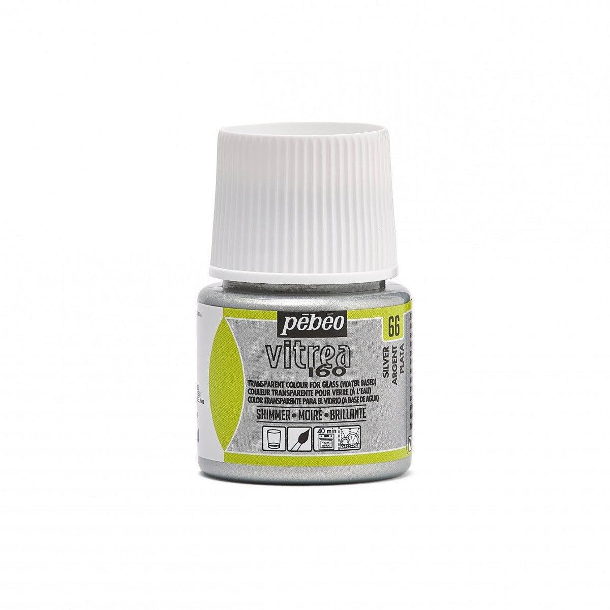 Pebeo Vitrea 160 Moiré Glasfärg 45 ml - 66 - silver Moiré - Glas- och porslinsfärg