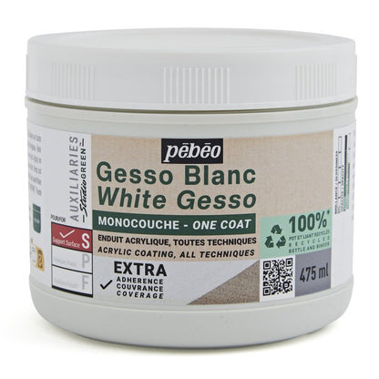 Pebeo Studio Green Gesso - One-coat White - 475 ml