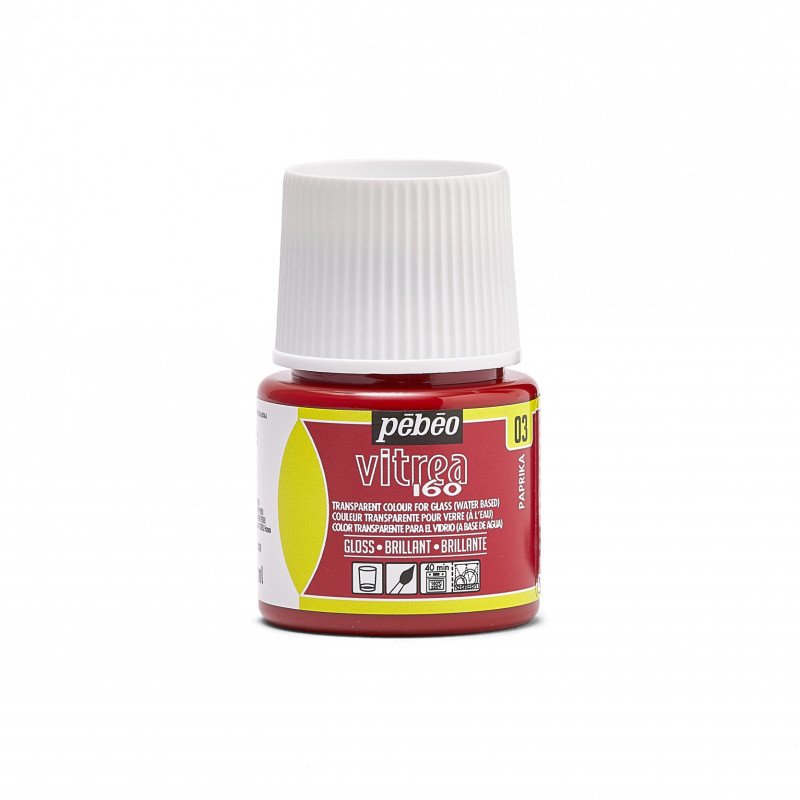 Pebeo Vitrea 160 Glasverf 45 ml Glanzend - 03 - Paprika Rood