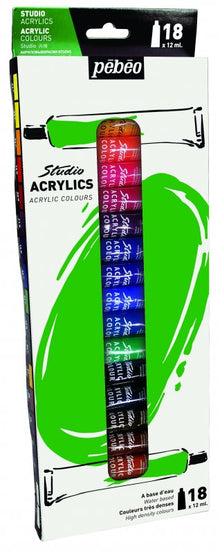 Pebeo Studio Acrylic Sets 12 ml - 18-pack - Akrylfärg