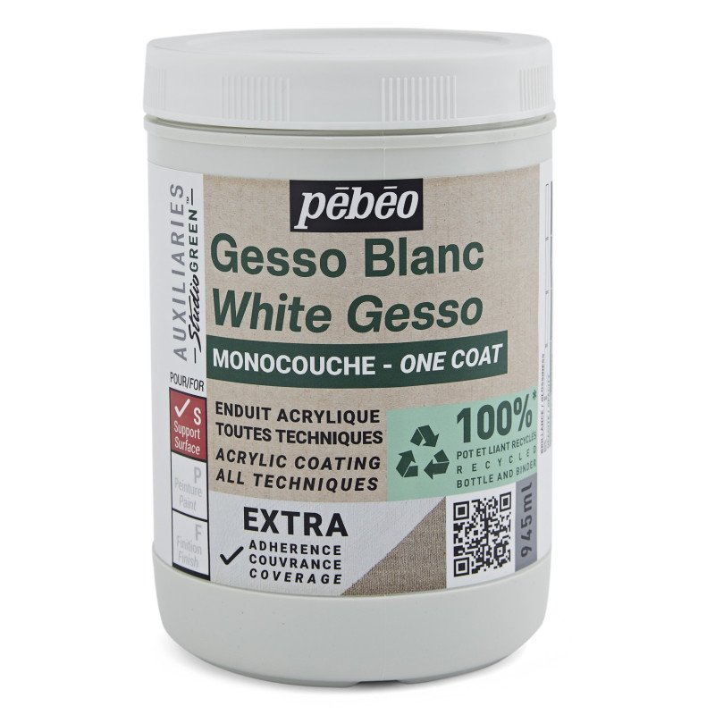 Pebeo Studio Green Gesso - One-coat White - 945 ml