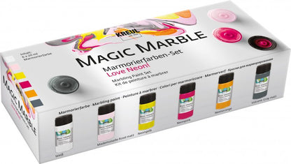 Kreul Magic Marble Marbling paint Sets - fluorescerende Love Neon - 6 x 20 ml - Effektmaling