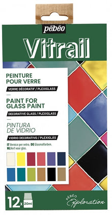 Pebeo Vitrail Glass paint Sets - Discovery Collection - 12 x 20 ml - Lasi- ja posliinimaalit