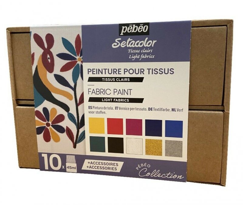 Pebeo Setacolor Lichte Stoffen Werkdoos Set 10 x 45 ml.