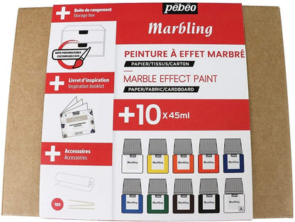 Pebeo Marbling Workbox Set 9 x 45 ml - Effektmaling