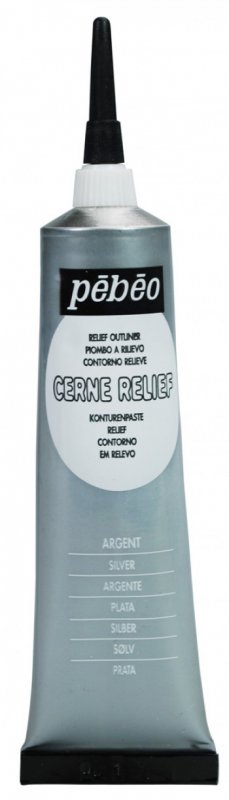 Pebeo Cerne Relief Omlijning 37 ml - sølv - Glas- og porcelænsmaling