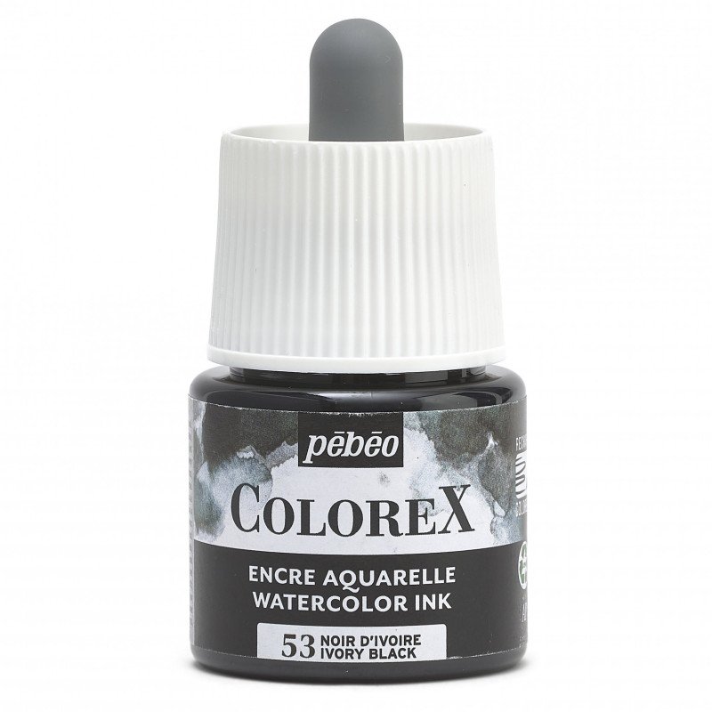 Pebeo Colorex Watercolour ink 45 ml - 53 - Ivory nero - Inchiostro