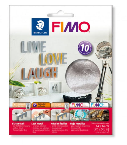 FIMO Metal leaf 140 x 140 mm - 10 sheets - sølv - Forgyldning