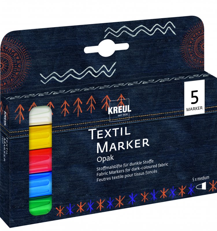 Kreul Fabric markers Sets - coprente - 5 pezzi - Colori per tessuti