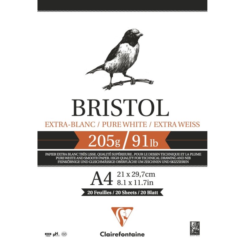 Clairefontaine Bristol paper - Bristol 205 g - A4 - 20 ark - Papir