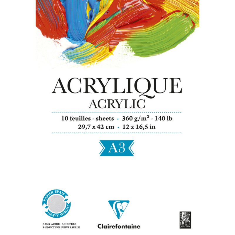 Clairefontaine Acrylic and gouache paper 360 g - A3 - 360 g - 10 ark - Papir