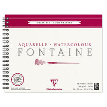 Clairefontaine Fontaine Aquarelblok 300 g Fijne Korrel - 24 x 30 cm - spiraal - 12 sheets