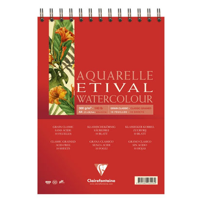 Clairefontaine Etival Aquarelblok Klassieke Korrel - 300 g - A4 - kierresidottu - 10 arkkia - Paperi