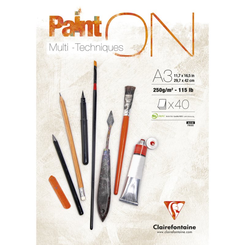 Clairefontaine Paint'On Multi-Technique Blok 250 g A3 - 40 blad - Papir