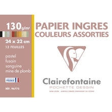 Clairefontaine Ingres Pastel paper 24 x 32 cm - 12 sheets Assorted