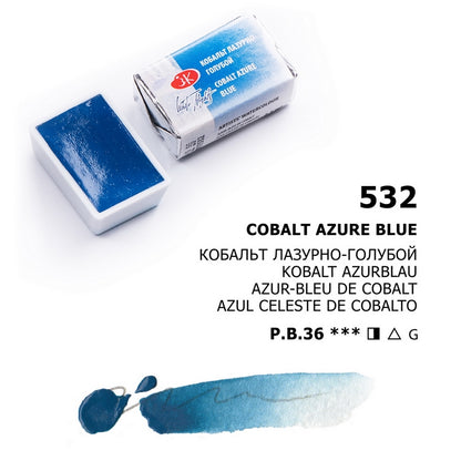 White Nights Watercolour Pan 2.5 ml - Kleuren A-M - kobolt blå Azure - Akvarelmaling