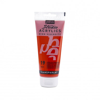 Pebeo Studio Acrylic paint 100 ml - 19 - transparent cinnoberröd - Akrylfärg