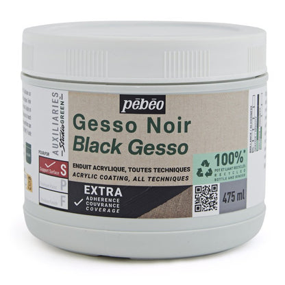 Pebeo Studio Green Gesso - Black - 475 ml